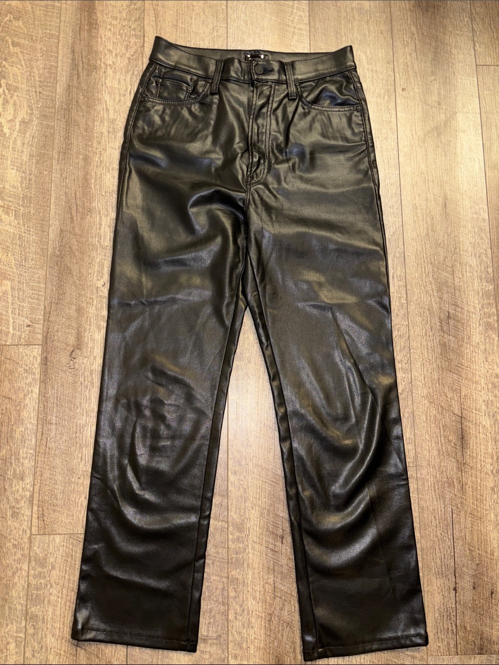 MOTHER Rider High Rise Cropped Faux Leather Jeans - Picture 4 of 7